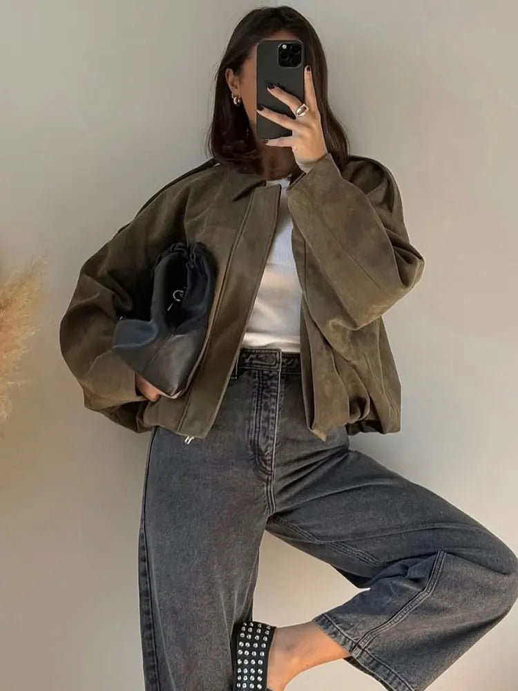 Casual Suede Bomber